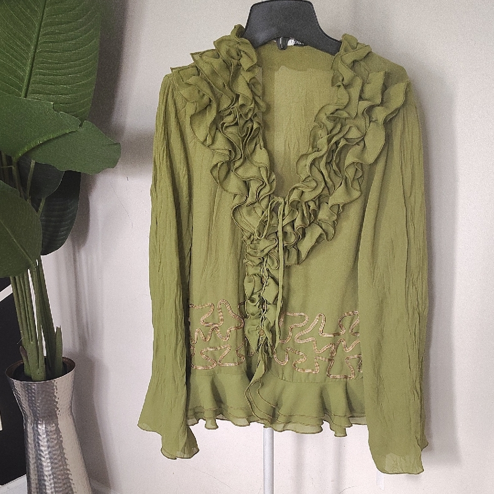 Ruffled Green Blouse